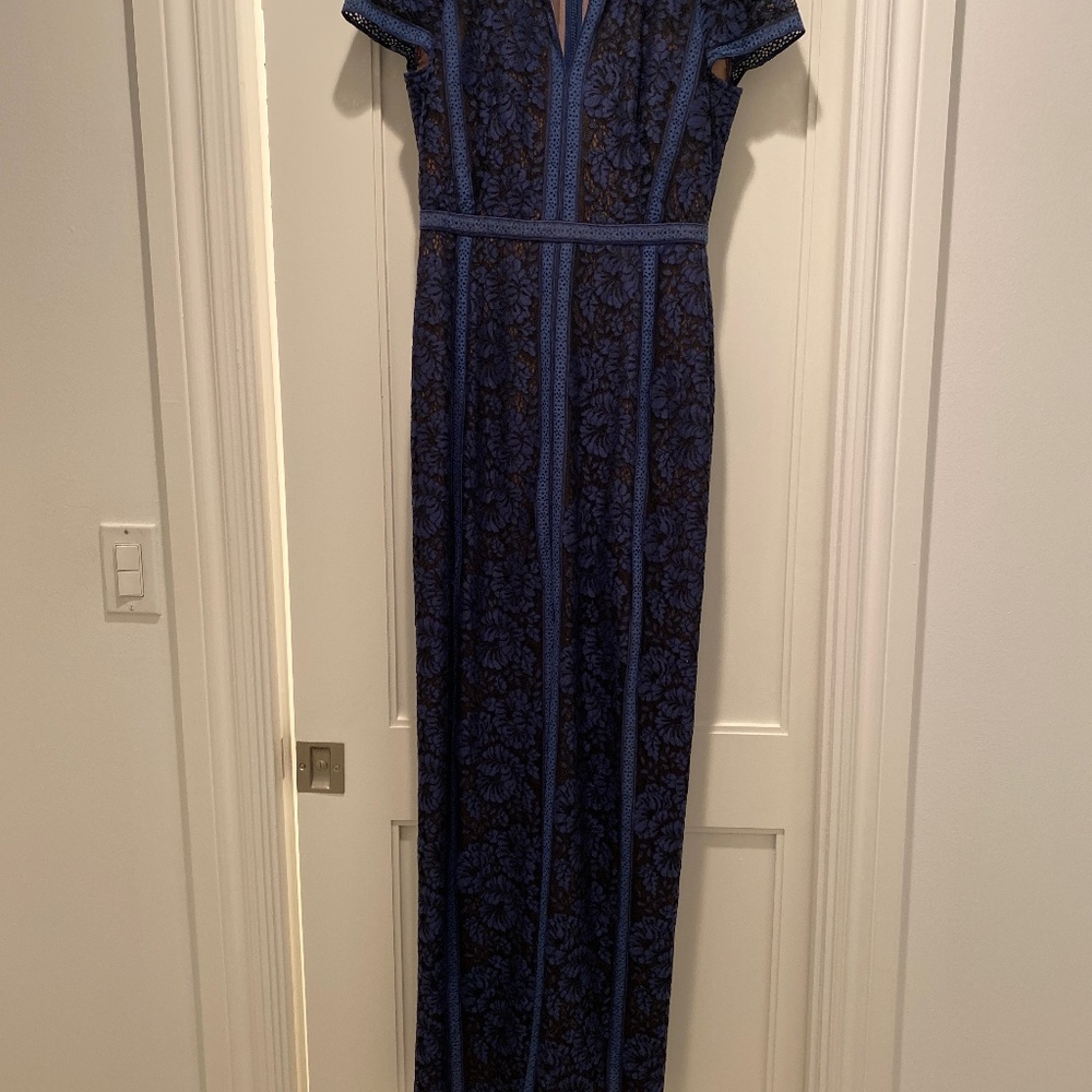 Bcbg cap- sleeve long dress